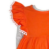 Girls Orange Fall Dress Thanksgiving Pumpkin & Striped Shirt